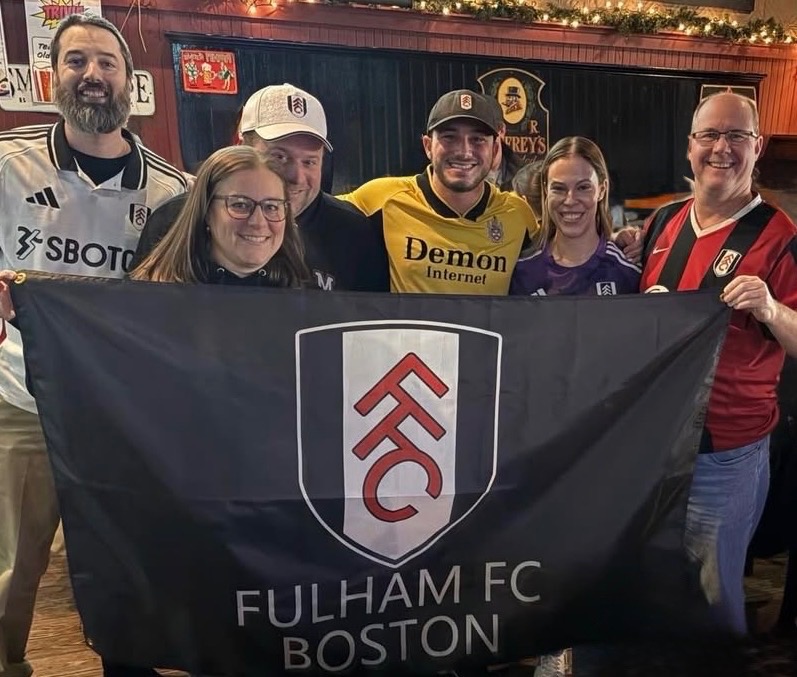 Fulham Boston supporters with banner